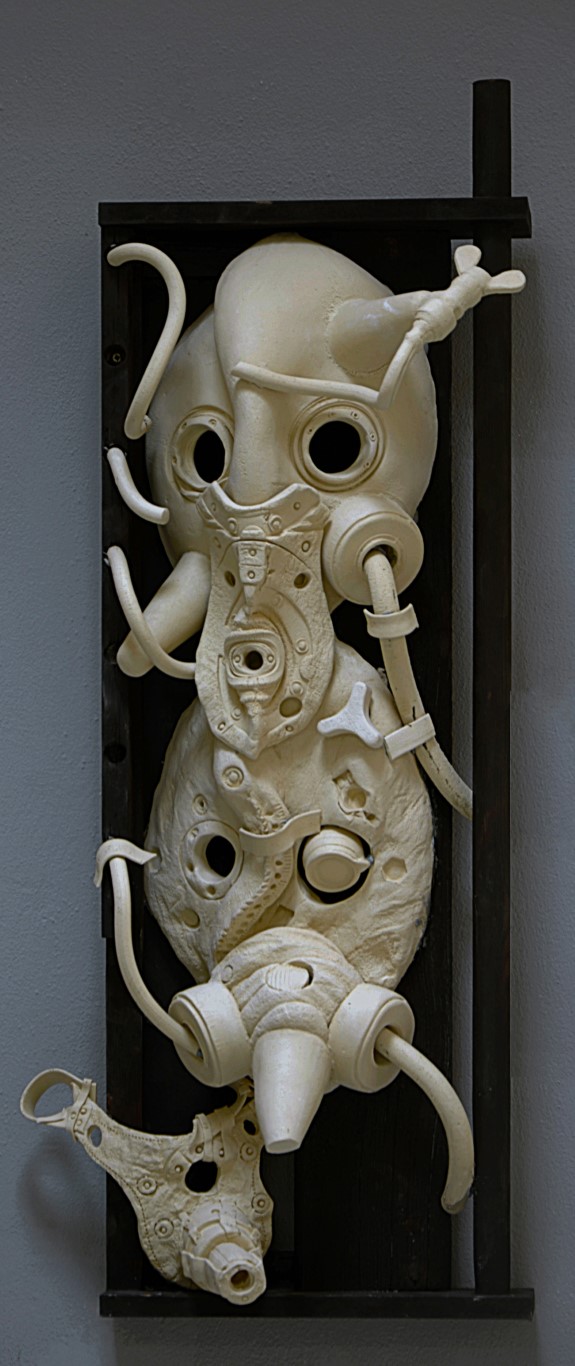 Aris Katsilakis, wood, ceramic sculpture (1180C), untitled, 2019, 65x10x95 cm