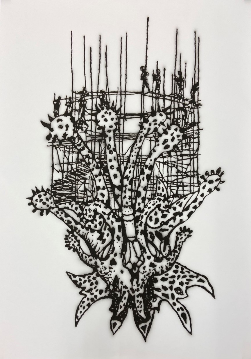 Wolf Hamm, ink on paper, 2022, 200×133